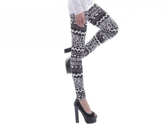 Black Aztec Tribal Pattern Leggings