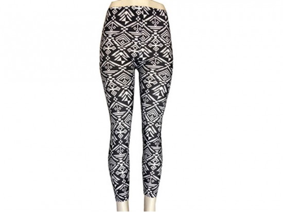 Black White Aztec Tribal Pattern Leggings