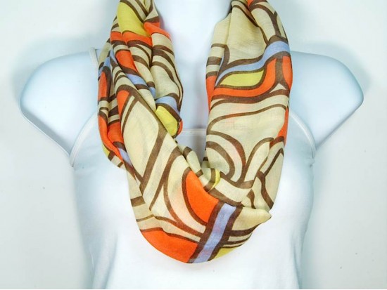 Orange Art Decko Design Infinity Scarf