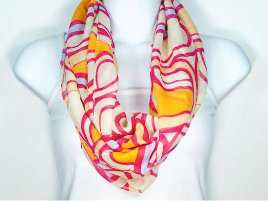 Pink Art Decko Design Infinity Scarf