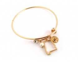 Gold ALABAMA State Map Adjustable Wire Bangle
