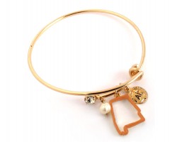 Orange ALABAMA State Map Adjustable Wire Bangle