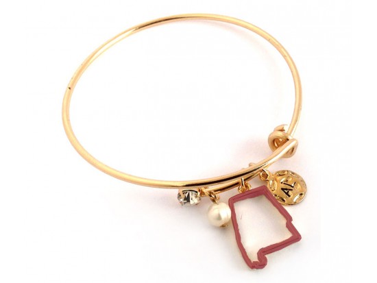 Red ALABAMA State Map Adjustable Wire Bangle