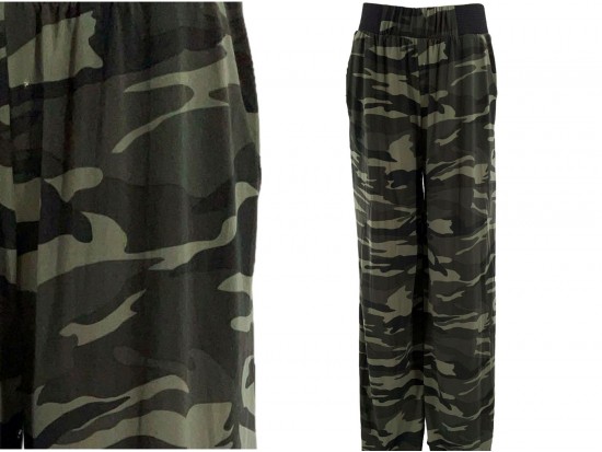 Green Camouflage Print Lounge Pants