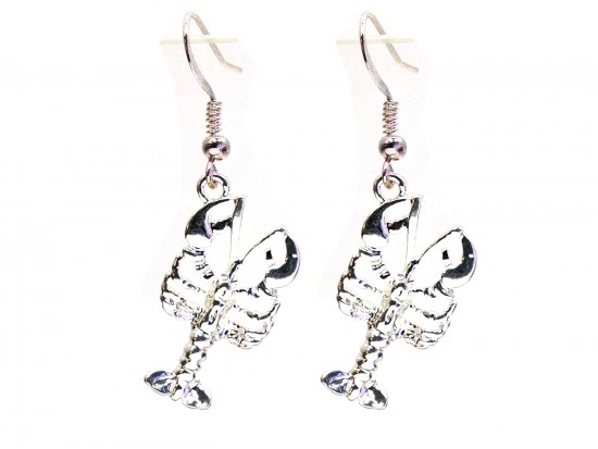 Silver Crawfish Hook Earrings