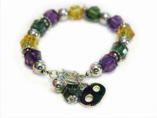 Mardi Gras Lucite Crystal Toggle Charm Bracelet Mardi Gras Lucite Crystal Toggle Charm Bracelet