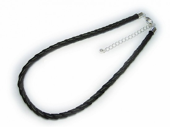 16” Black Braided Thick Leatherette Cord Necklace
