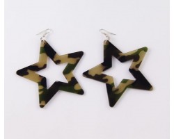 75mm Star Camouflage Dangle Hook Earrings