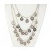 Antique Silver Plate Australia Half Penny Coin Charm 3 Strand Necklace