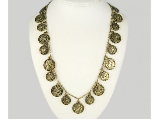 Antique Gold Plate Australia Half Penny Small & Large Coin Necklace