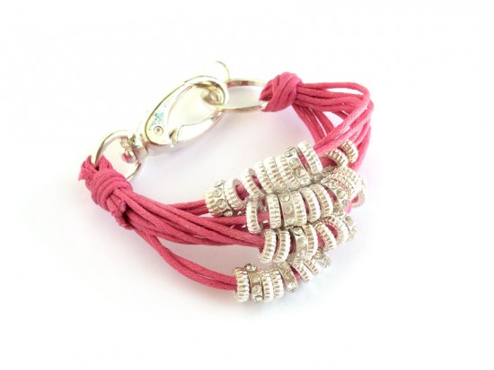 Hot Pink Paracord Multi Strand Ring Bracelet
