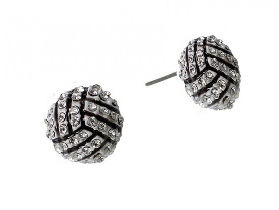 Mini Crystal Volleyball Post Earrings