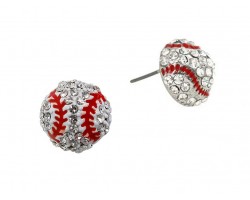 Mini Clear Crystal Baseball Post Earrings