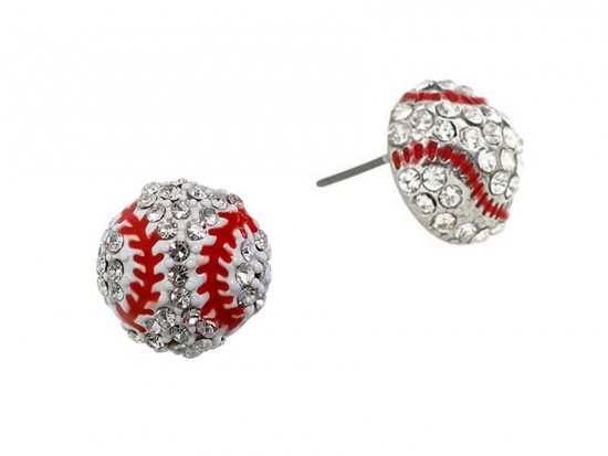 Mini Clear Crystal Baseball Post Earrings