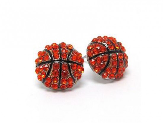 Mini Crystal Basketball Post Earrings