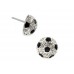 Mini Black White Crystals Soccer Ball Post Earrings