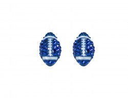 Blue White Crystal Mini Football Post Earrings