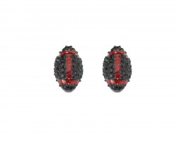 Red Black Crystal Mini Football Post Earrings