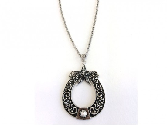 Antique Silver Horseshoe Chain Necklace