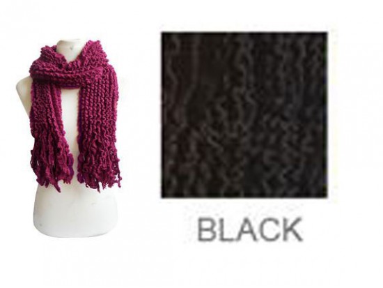 Black Acrylic Multi-Row Ruffle Scarf