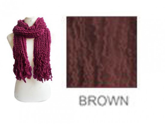Brown Acrylic Multi-Row Ruffle Scarf