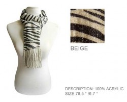 Beige and Black Zebra Print Scarf