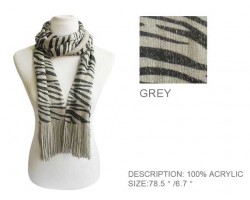 Gray and Black Zebra Print Scarf