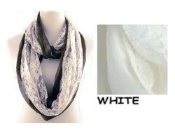 White with White Lace Overlay Infinity Scarf 