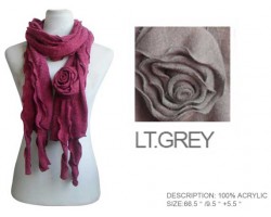5.5' Light Gray Spiral Rose Acrylic Scarf