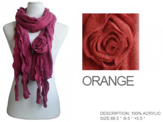5.5' Orange Spiral Rose Acrylic Scarf 5.5' Orange Spiral Rose Acrylic Scarf