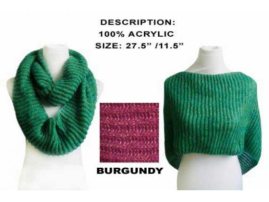 Burgundy Infinity Knit Scarf Or Top