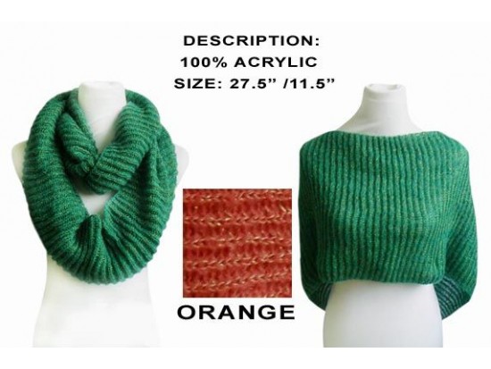 Orange Infinity Knit Scarf Or Top