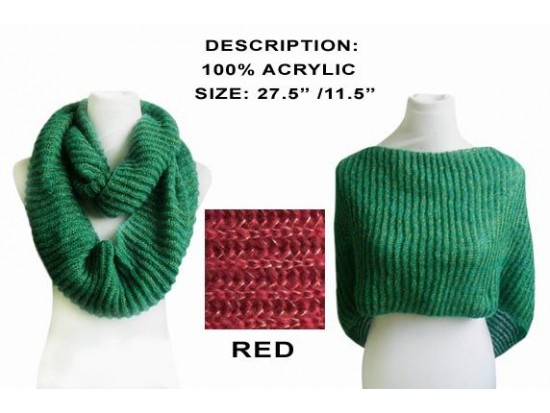 Red Infinity Knit Scarf Or Top