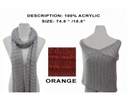 Orange Striped Sequin Knit Scarf