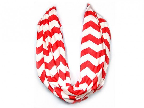Red Jersey Knit Chevron Infinity 2 Layer 18" wide Scarf Red Jersey Knit Chevron Infinity 2 Layer 18" wide Scarf