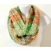 Green Plaid Heavy Oblong Fringe Scarf