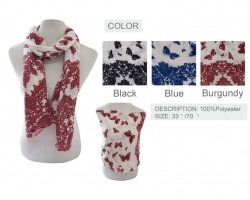 Assorted Butterfly Soft Oblong Scarf 6pk