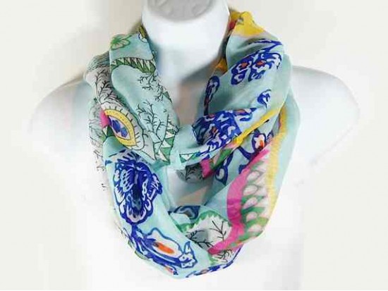Blue Tropical Floral Design Infinity Scarf