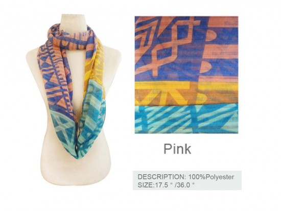 Pink Bright Aztec Design Infinity Scarf Pink Bright Aztec Design Infinity Scarf