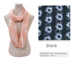 Black White Daisy Flower Infinity Scarf Black White Daisy Flower Infinity Scarf