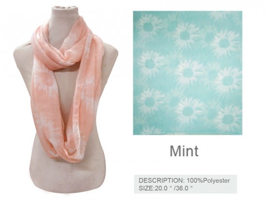 Mint Daisy Flower Infinity Scarf