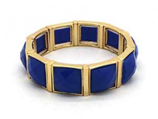 Blue Stone Gold Section Stretch Bracelet