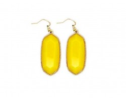 Yellow Stone Gold Edge Hook Earrings