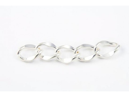 Shiny Silver 11x15mm Flat Curb Chain  