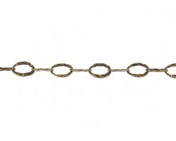 Antique Gold Plate 9mm Flat Oval Etched Link Chain Antique Gold Plate 9mm Flat Oval Etched Link Chain