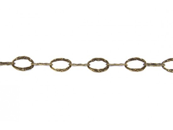 Antique Gold Plate 9mm Flat Oval Etched Link Chain