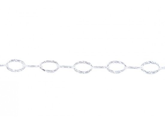 Silver Plate 9mm Flat Oval Etched Link Chain