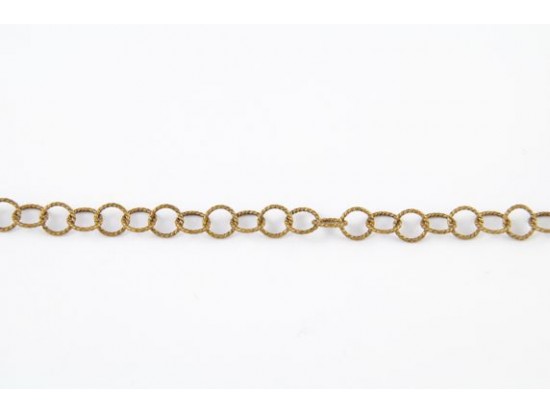 Antique Gold Plate Thin Round Roped Link Chain
