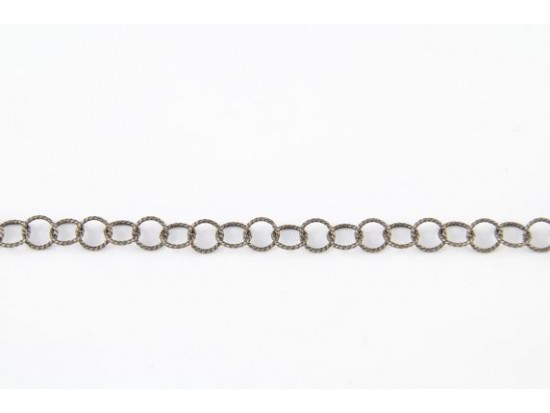 Antique Silver Plate Thin Round Roped Link Chain