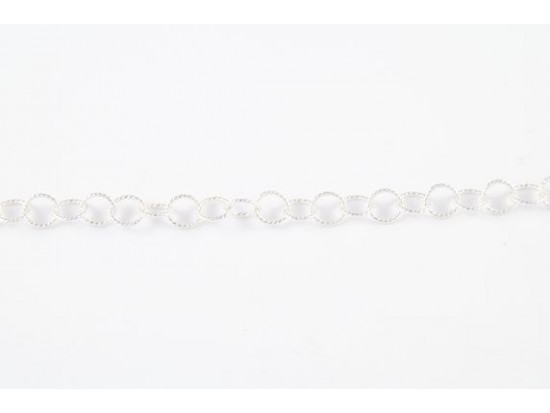 Silver Plate Thin Round Roped Link Chain